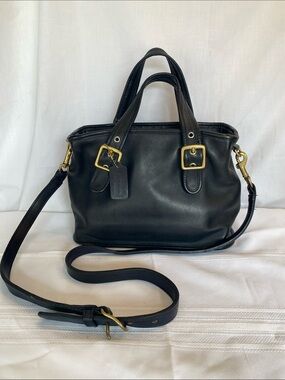 Coach 9063 Legacy Black Leather Satchel Handbag with Gold Hardware